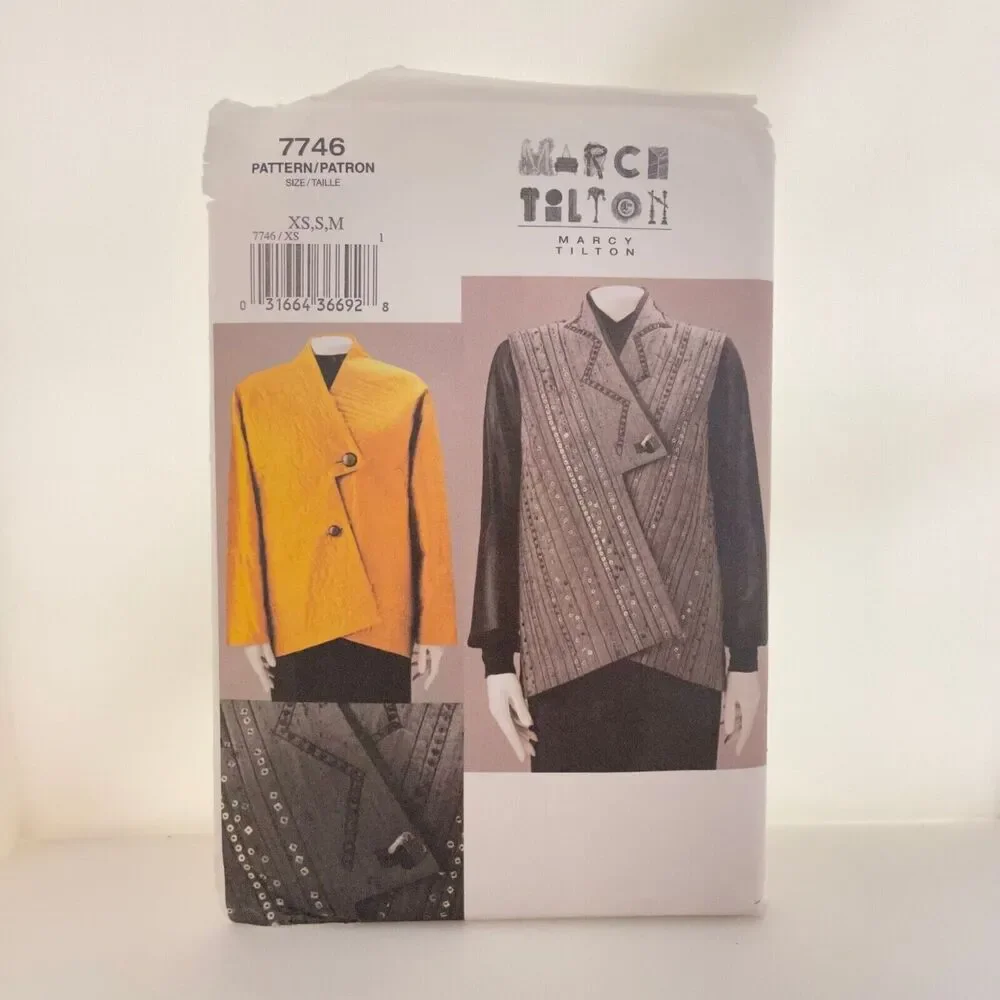 #7746 Marcy Tilton Misses Jacket and Vest Sewing Pattern Size XS-M